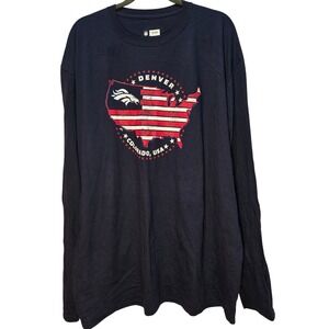 Denver Broncos Men's 2XL NWOT USA Flag Long Sleeve‎ T Shirt NFL Football